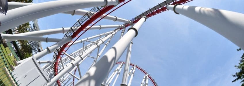 view up of a rollercoaster