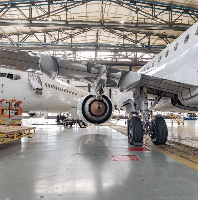 airplanes in hanger