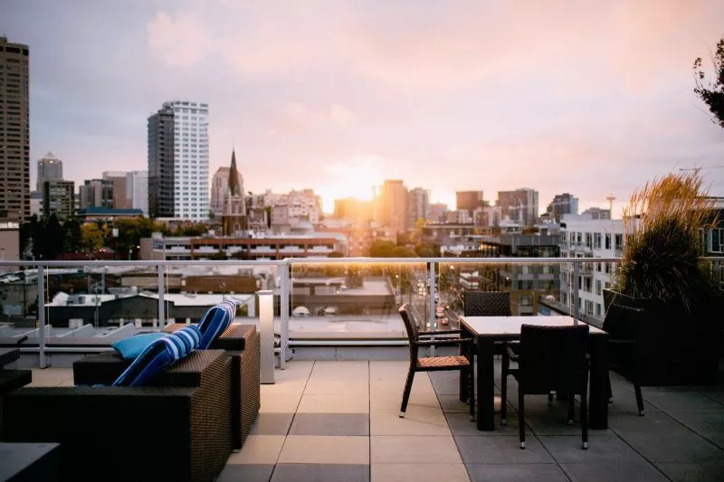 Urban Rooftop at Sunrise